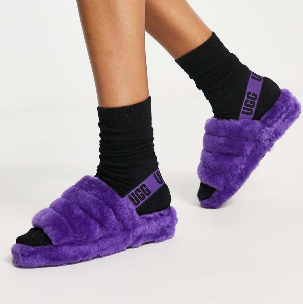 UGG Vibrant Purple Fluffy Slides